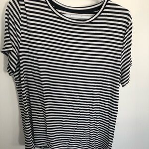 Simons Black and White Striped Short Sleeve Tee